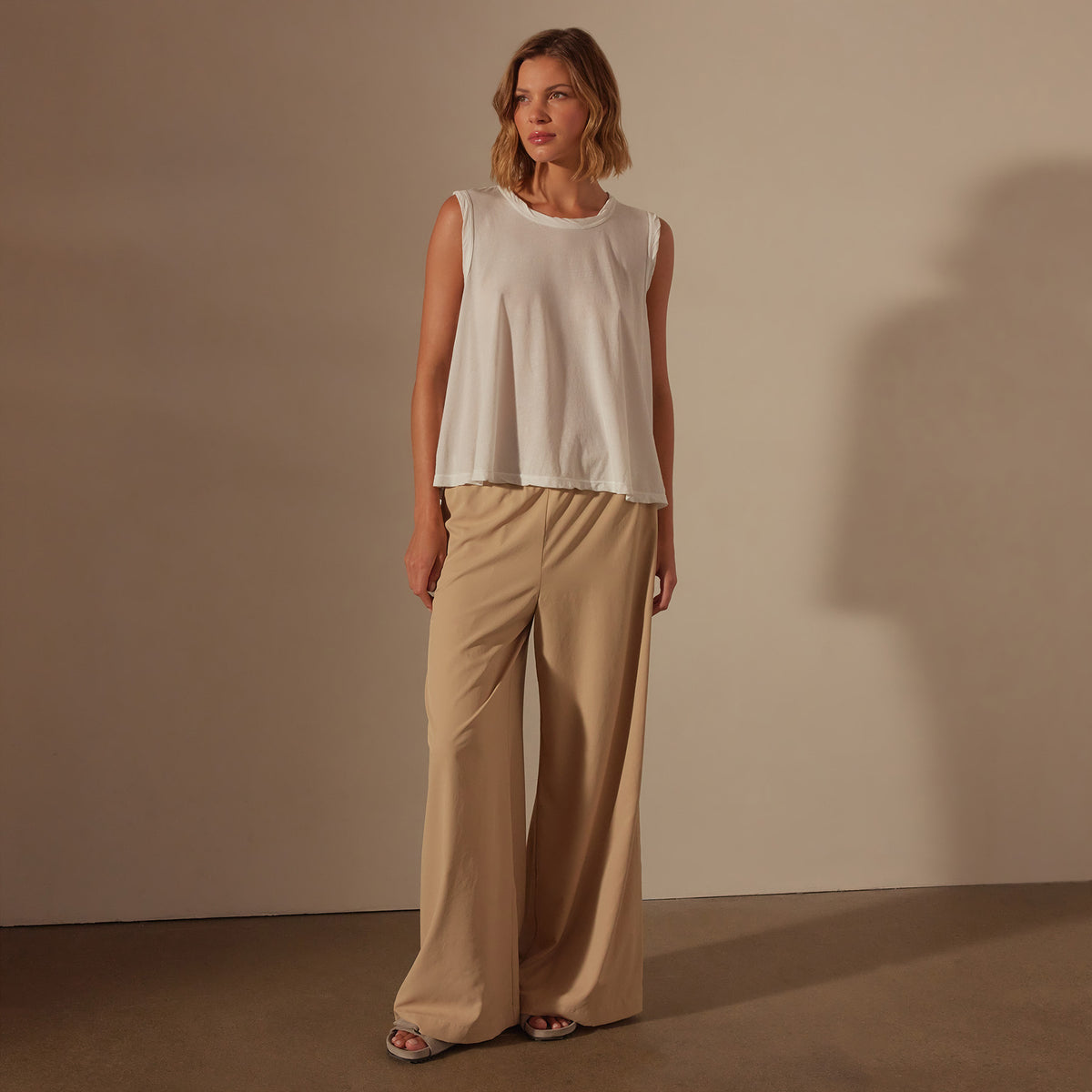 Fine Gauge A Line Tank in White | James Perse Los Angeles