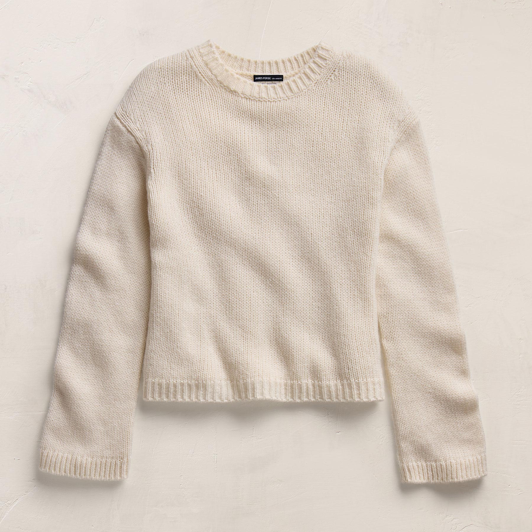 Chunky Italian Spun Cashmere Crew in Ivory | James Perse Los Angeles