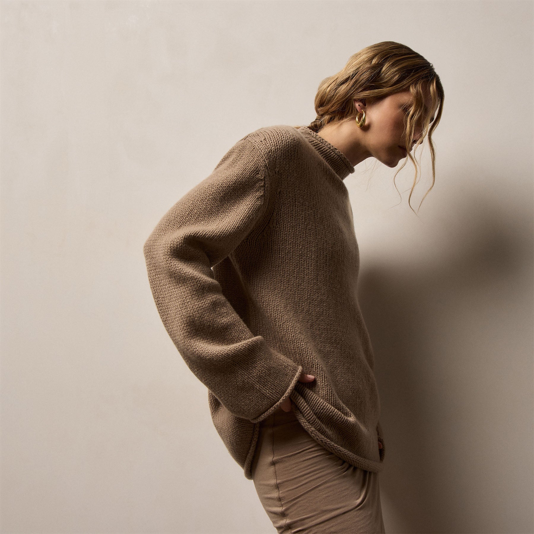 Heavy Spun Cashmere Sweater - Coffee | James Perse Los Angeles