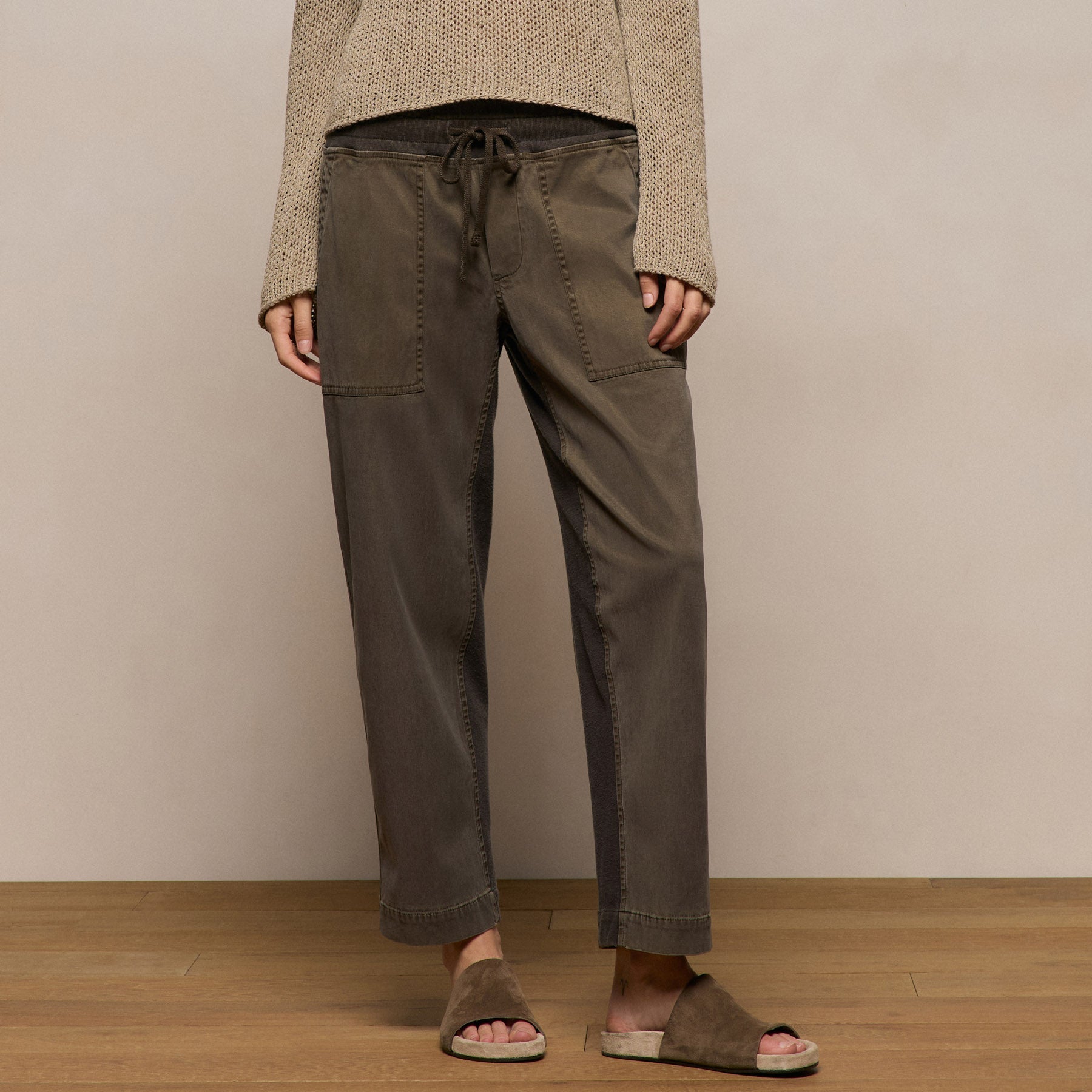 Mixed Media Straight Pant in Army Green Pigment | James Perse Los Angeles