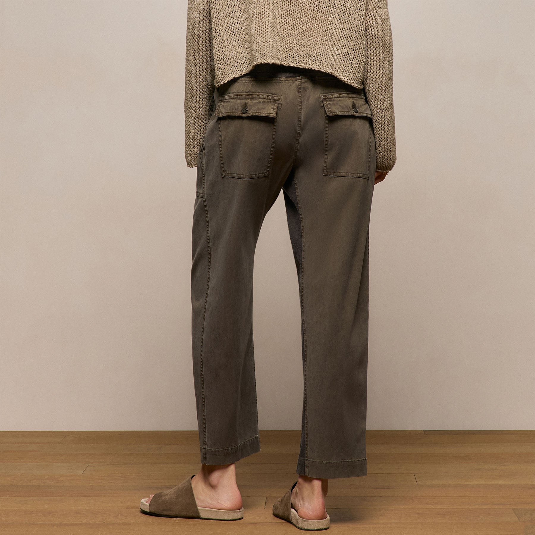 Mixed Media Straight Pant in Army Green Pigment | James Perse Los Angeles