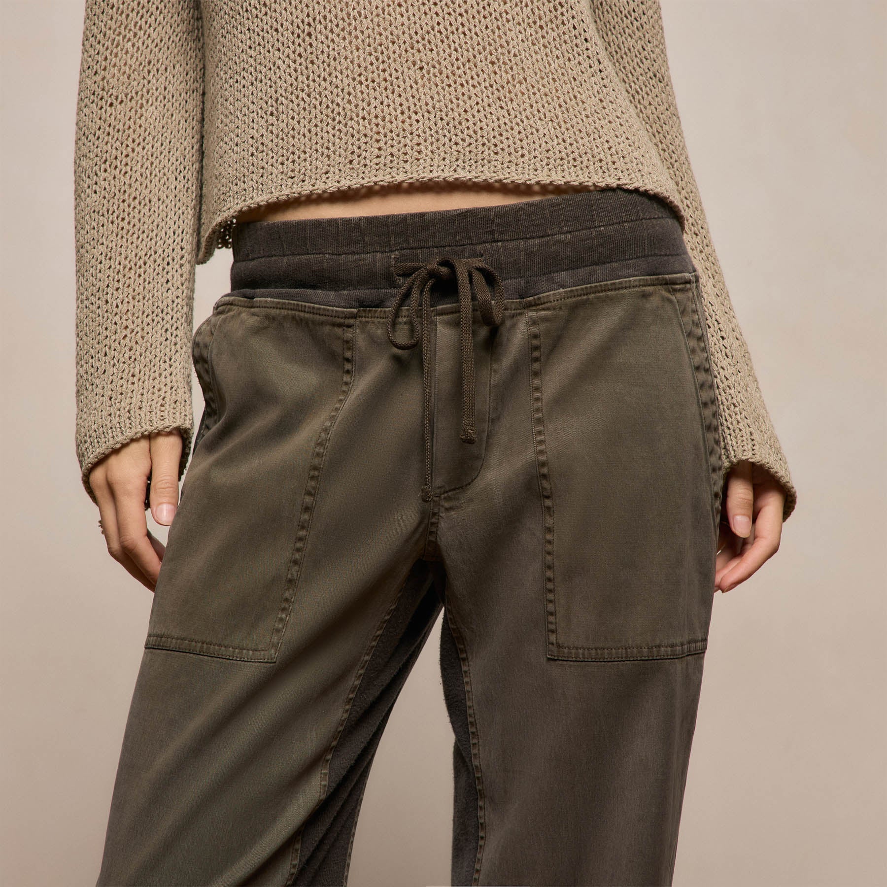 Mixed Media Straight Pant in Army Green Pigment | James Perse Los Angeles
