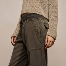 Mixed Media Straight Pant in Army Green Pigment | James Perse Los Angeles