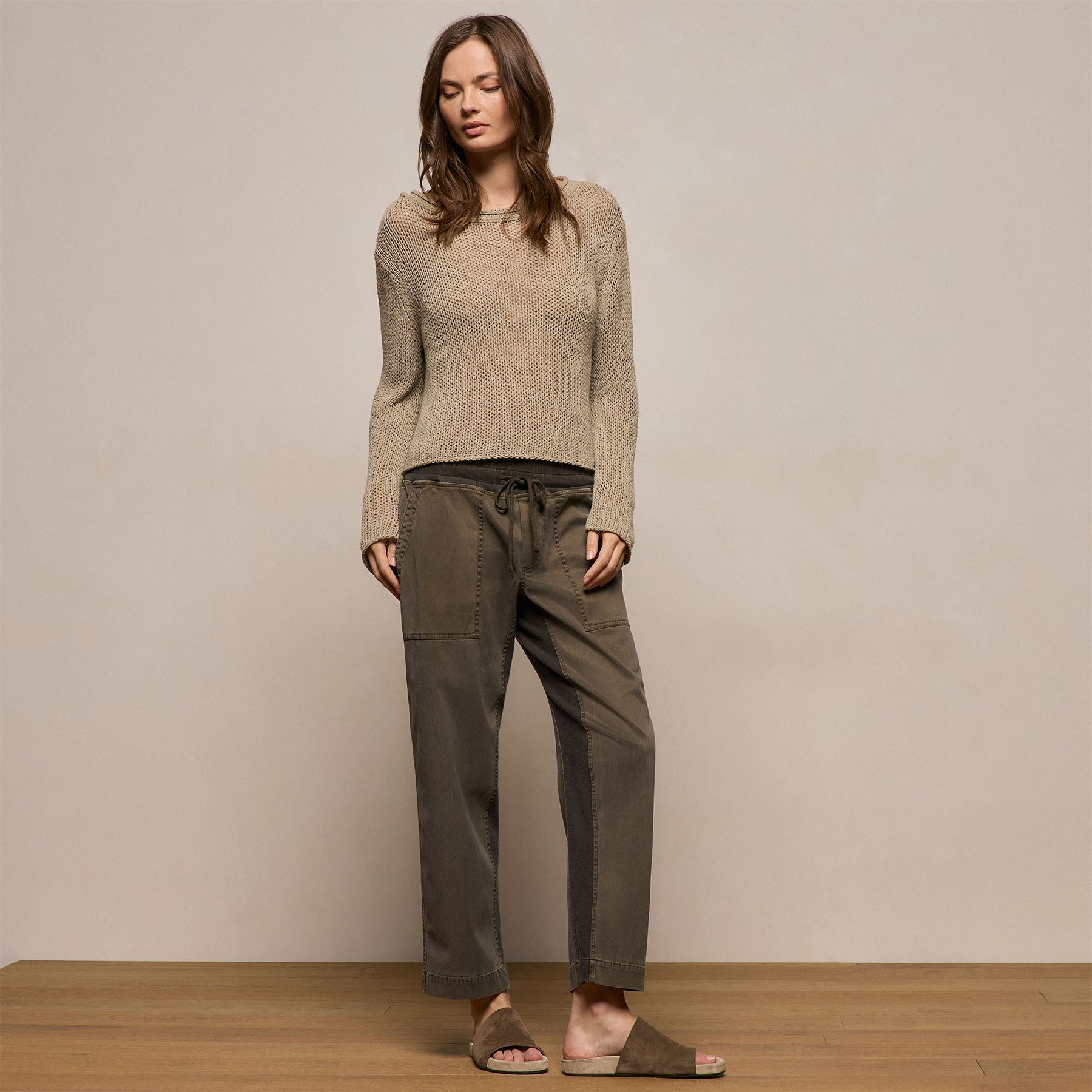 Mixed Media Straight Pant in Army Green Pigment | James Perse Los Angeles