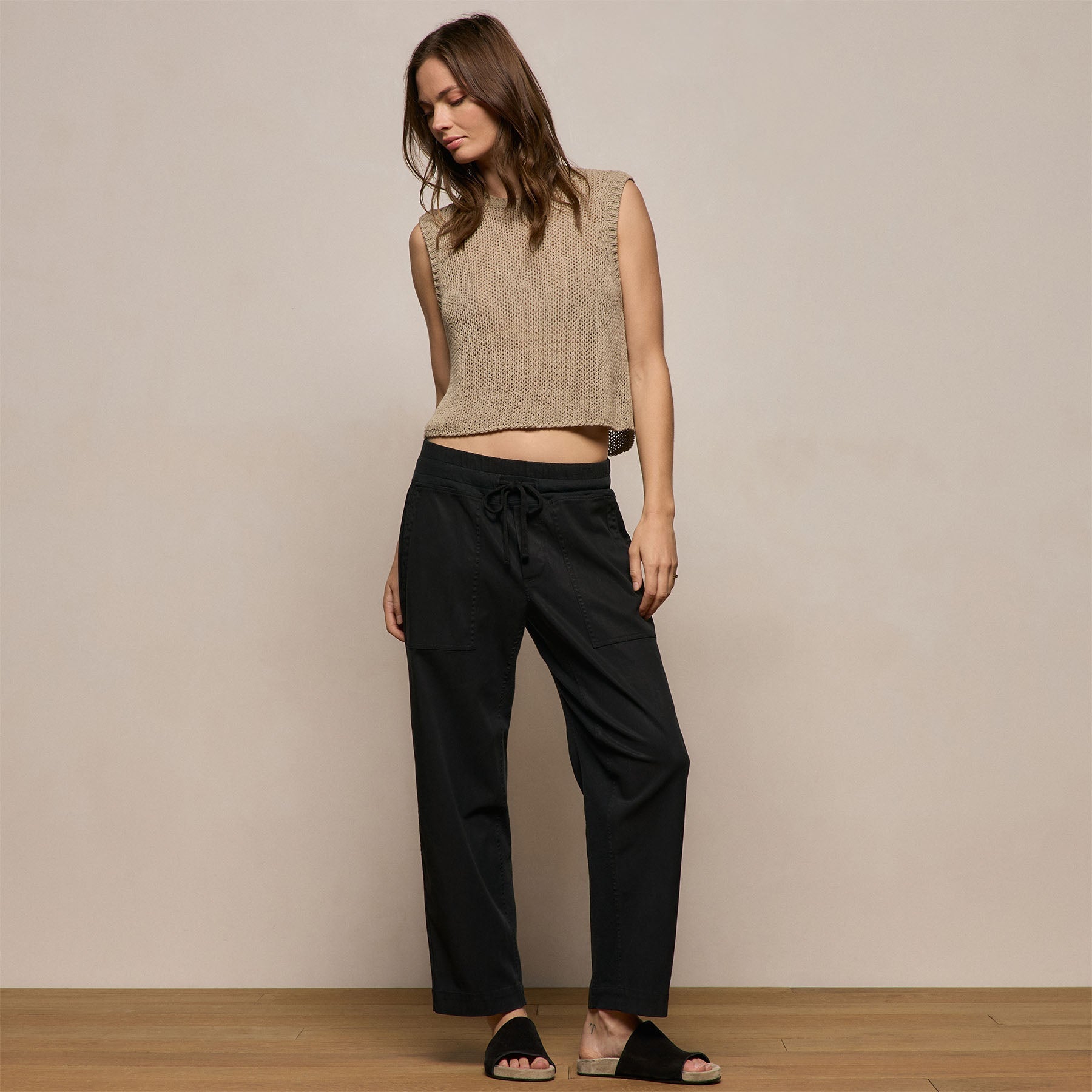 Mixed Media Straight Pant In Army Green Pigment | James Perse Los