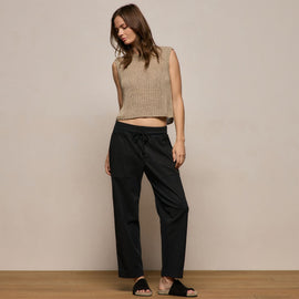 Mixed Media Straight Pant in Black | James Perse Los Angeles