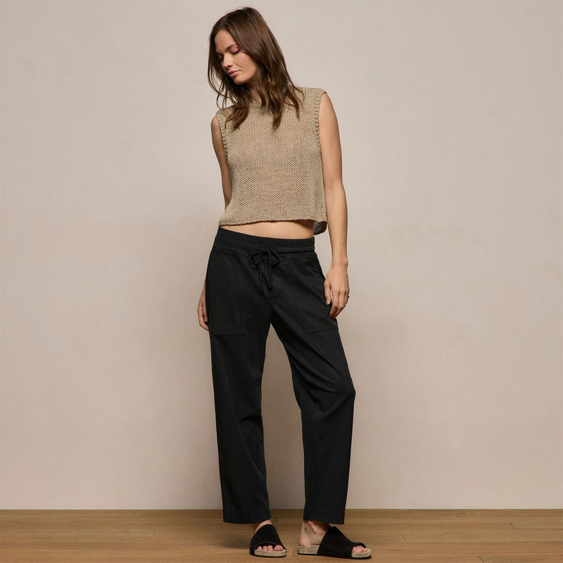 Mixed Media Straight Pant in Black | James Perse Los Angeles
