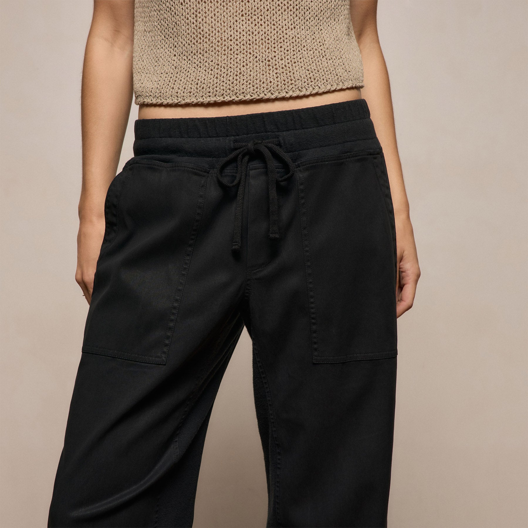 Mixed Media Straight Pant in Black | James Perse Los Angeles