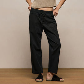 Mixed Media Straight Pant in Black | James Perse Los Angeles