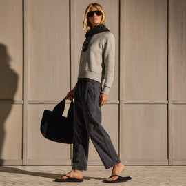 Mixed Media Straight Pant - Blue Noir Pigment | James Perse Los Angeles