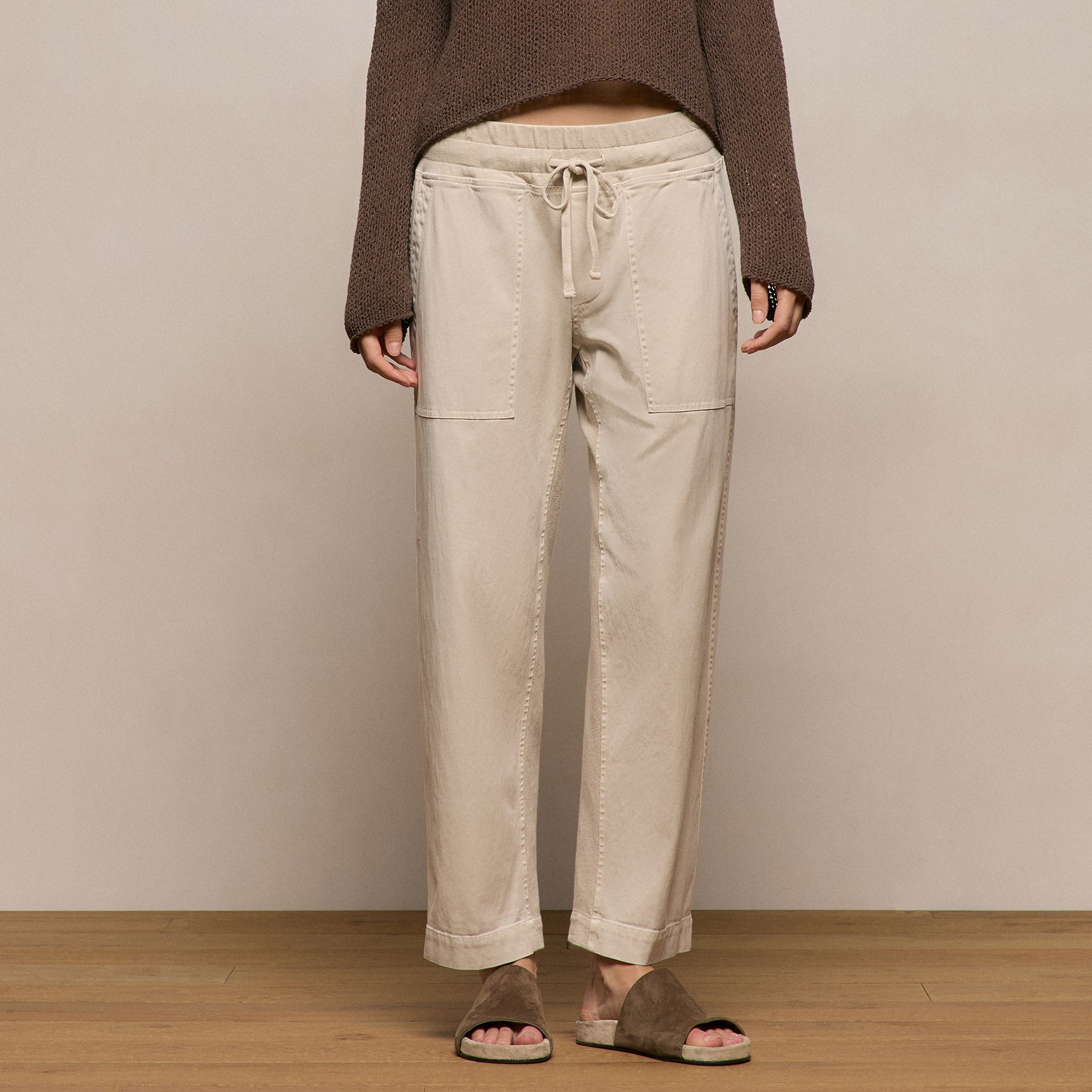 Mixed Media Straight Pant in Talc | James Perse Los Angeles