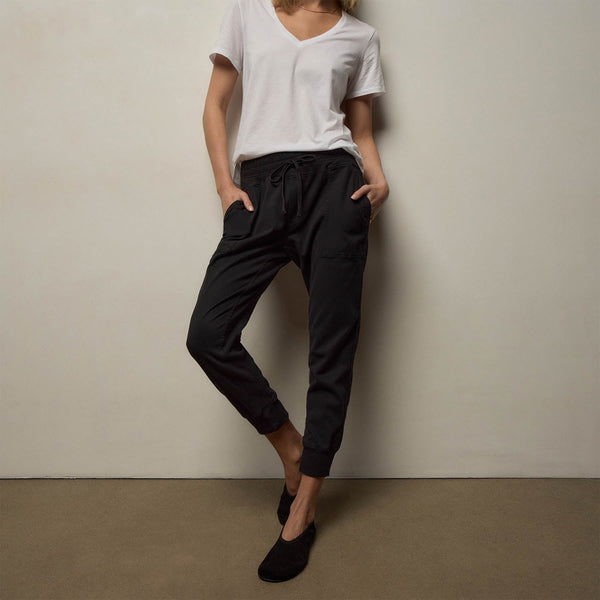 Mixed Media Pant in Black | James Perse Los Angeles