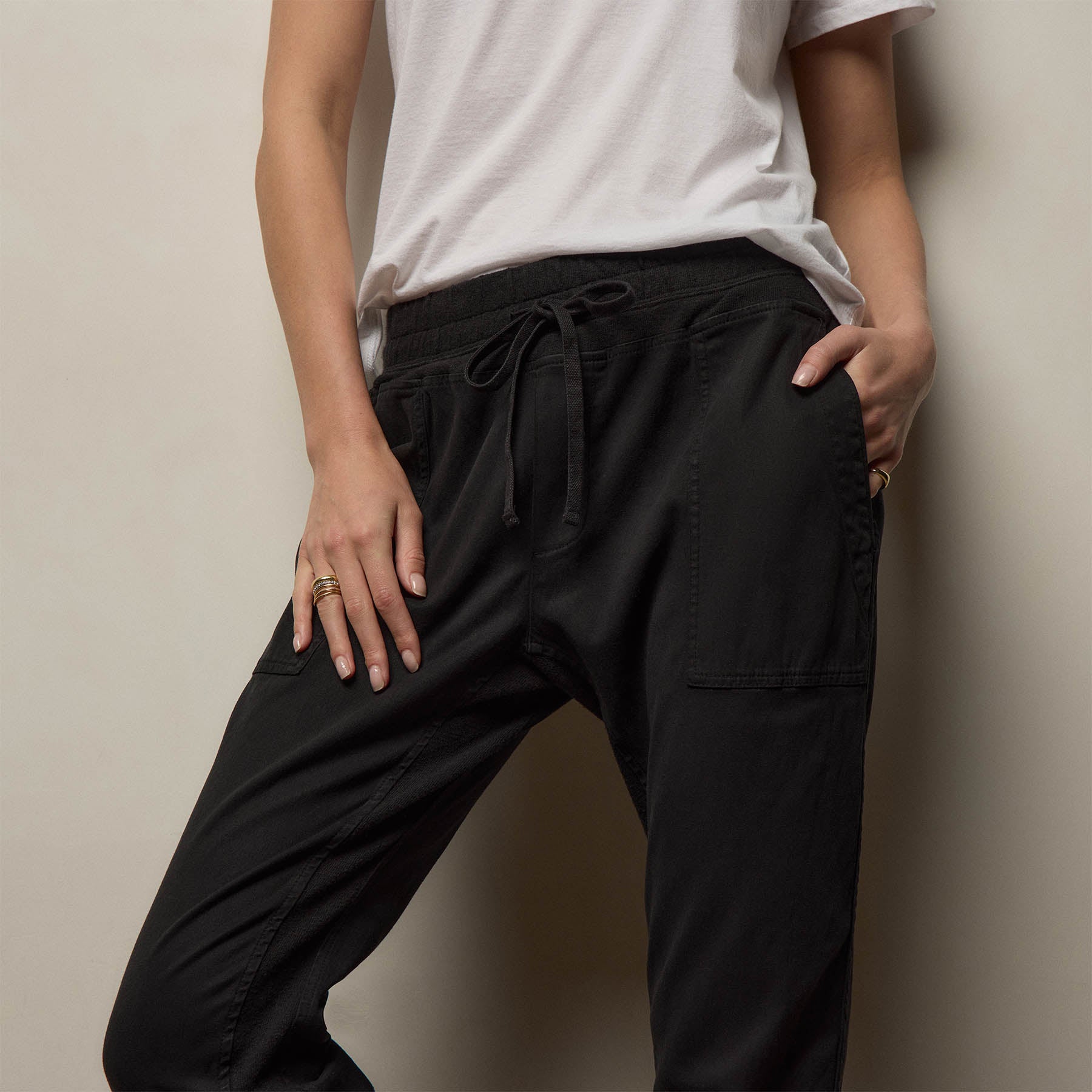 Mixed Media Pant - Black | James Perse Los Angeles
