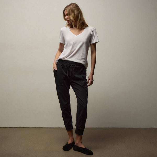 Mixed Media Pant in Black | James Perse Los Angeles