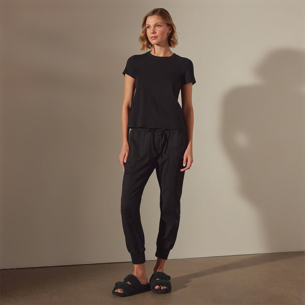 Mixed Media Pant in Black | James Perse Los Angeles