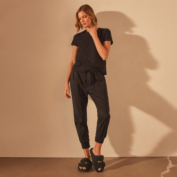 Mixed Media Pant in Black | James Perse Los Angeles