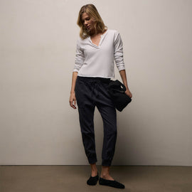 Mixed Media Pant in French Navy | James Perse Los Angeles