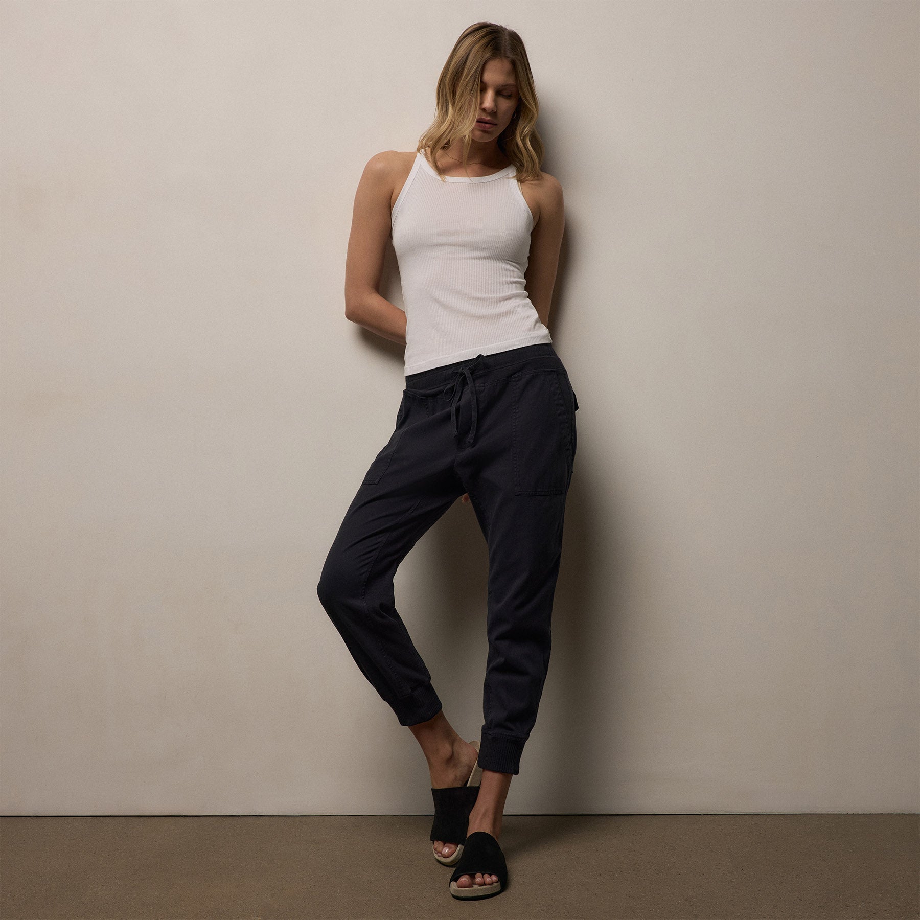 Mixed Media Pant in French Navy | James Perse Los Angeles