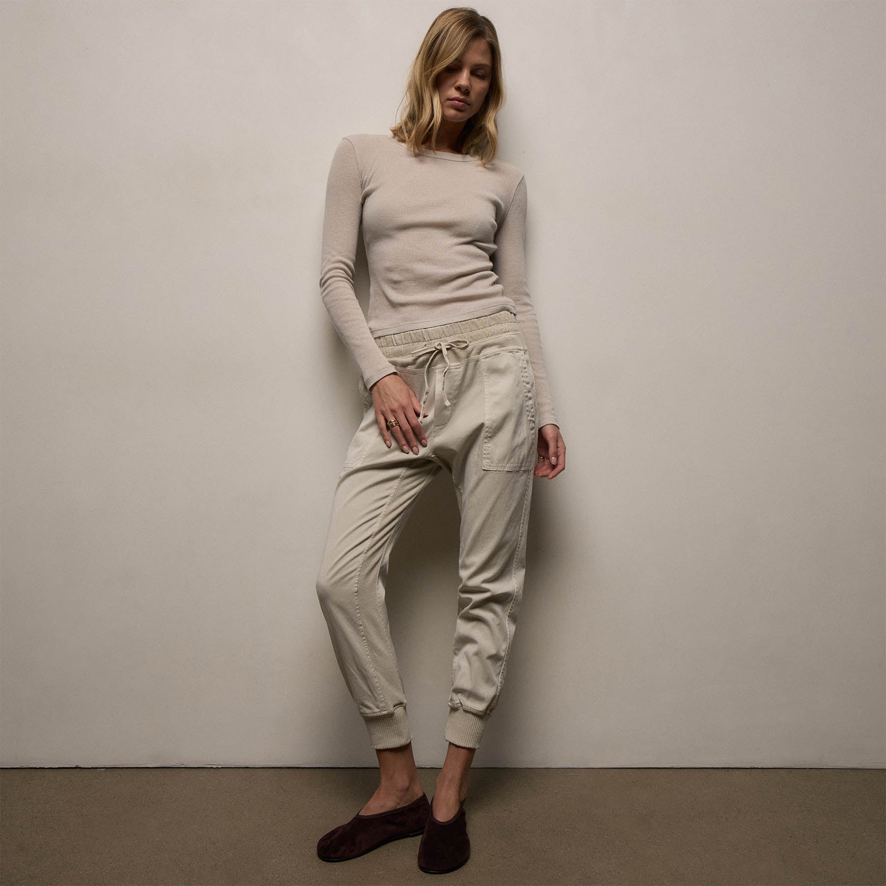 Mixed Media Pant - Talc | James Perse Los Angeles
