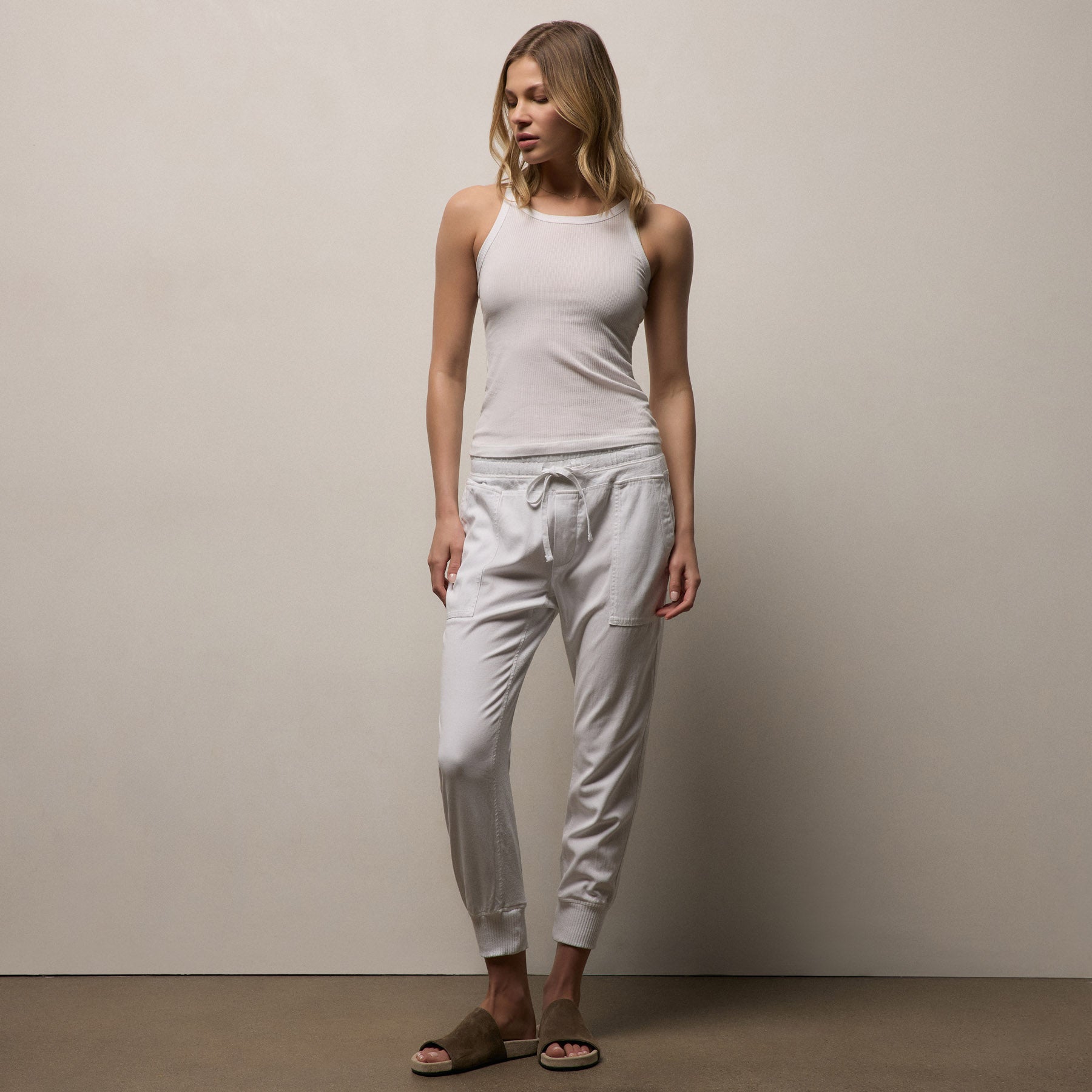 Mixed Media Pant in White | James Perse Los Angeles
