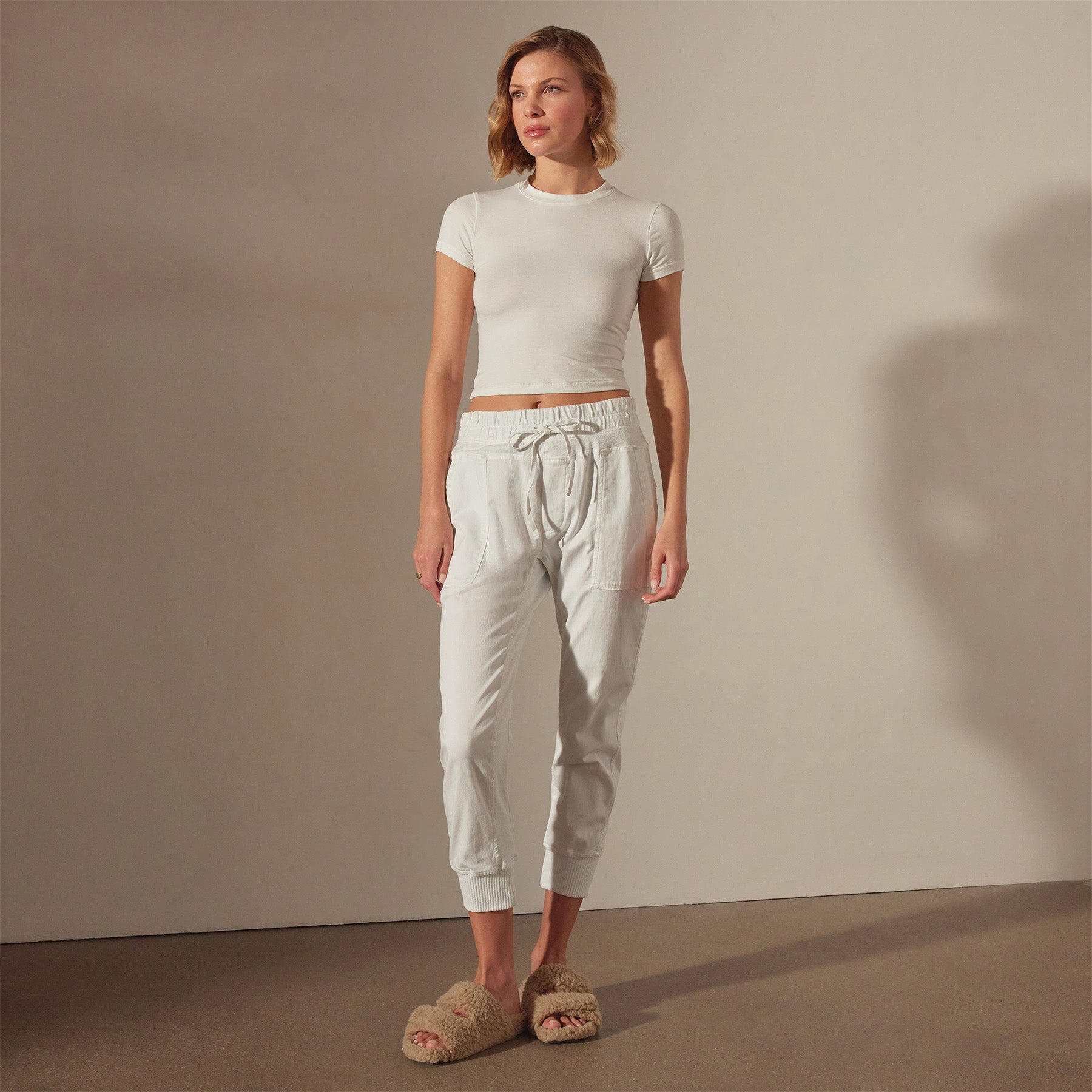 Mixed Media Pant in White | James Perse Los Angeles