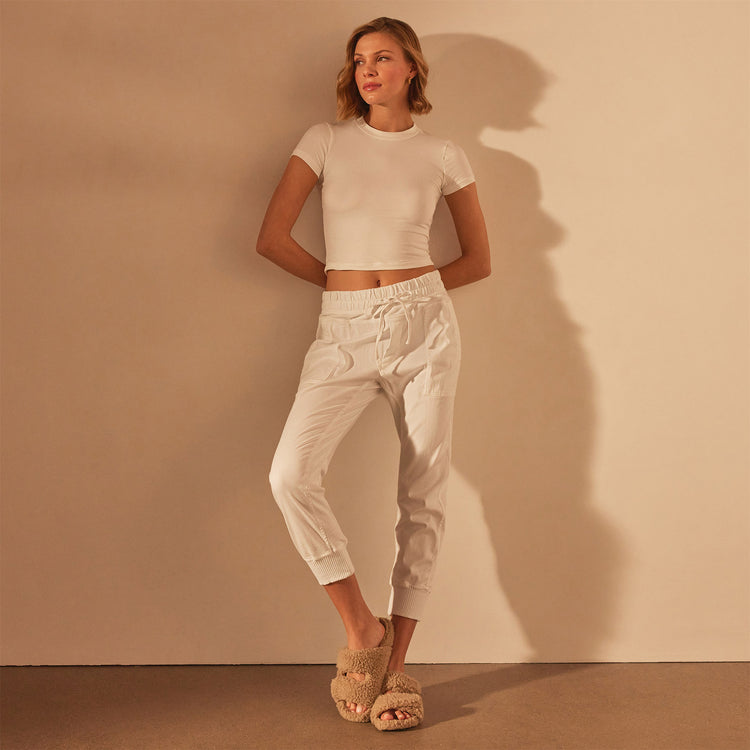 Mixed Media Pant in White | James Perse Los Angeles