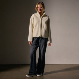 Wool Jersey Zip Up Jacket in Ivory | James Perse Los Angeles