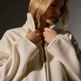 Wool Jersey Zip Up Jacket in Ivory | James Perse Los Angeles