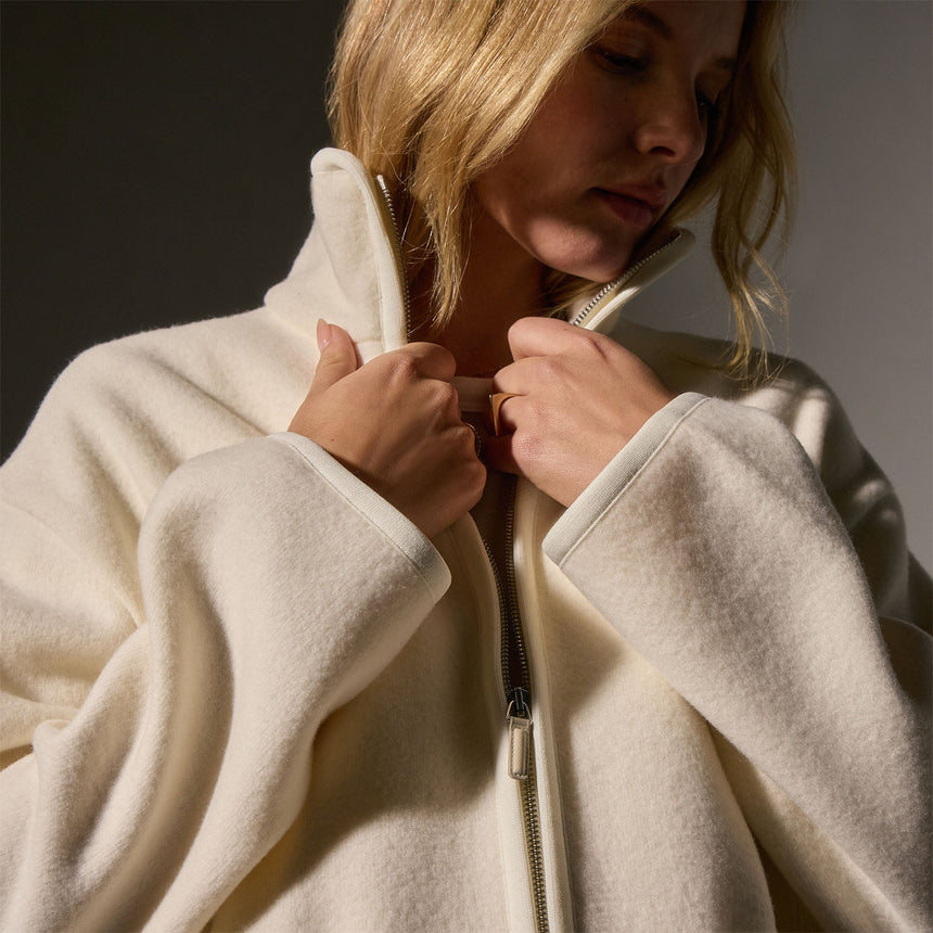 Wool Jersey Zip Up Jacket in Ivory | James Perse Los Angeles