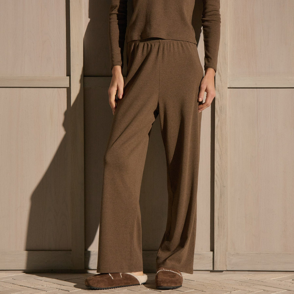 Compact Cotton Lounge Pant in Brown Melange | James Perse Los Angeles