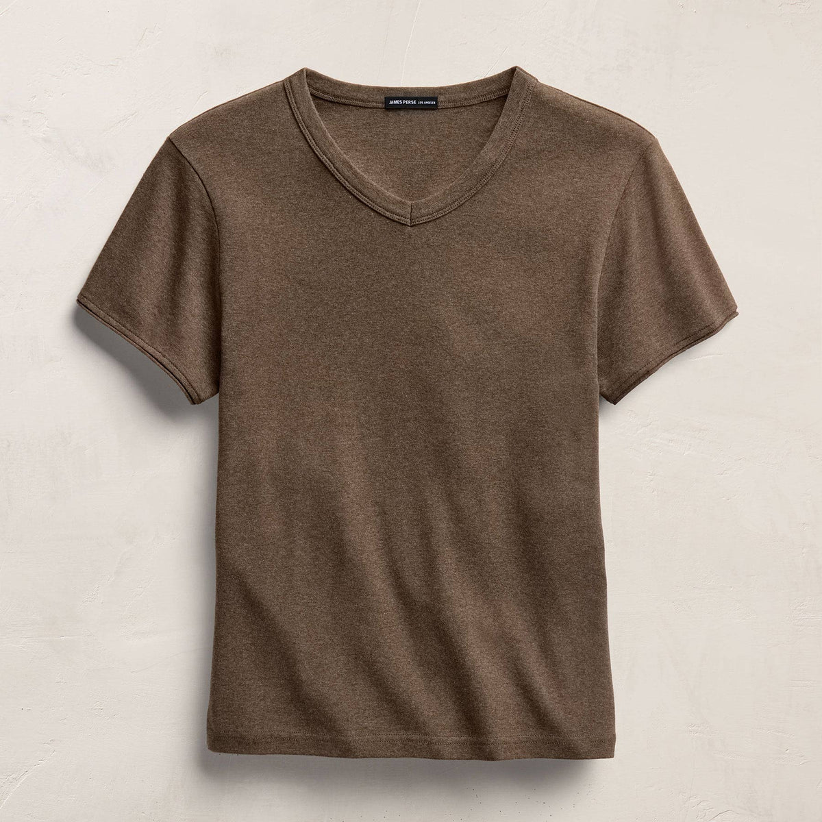 Compact Cotton Baby V Tee in Brown Melange | James Perse Los Angeles