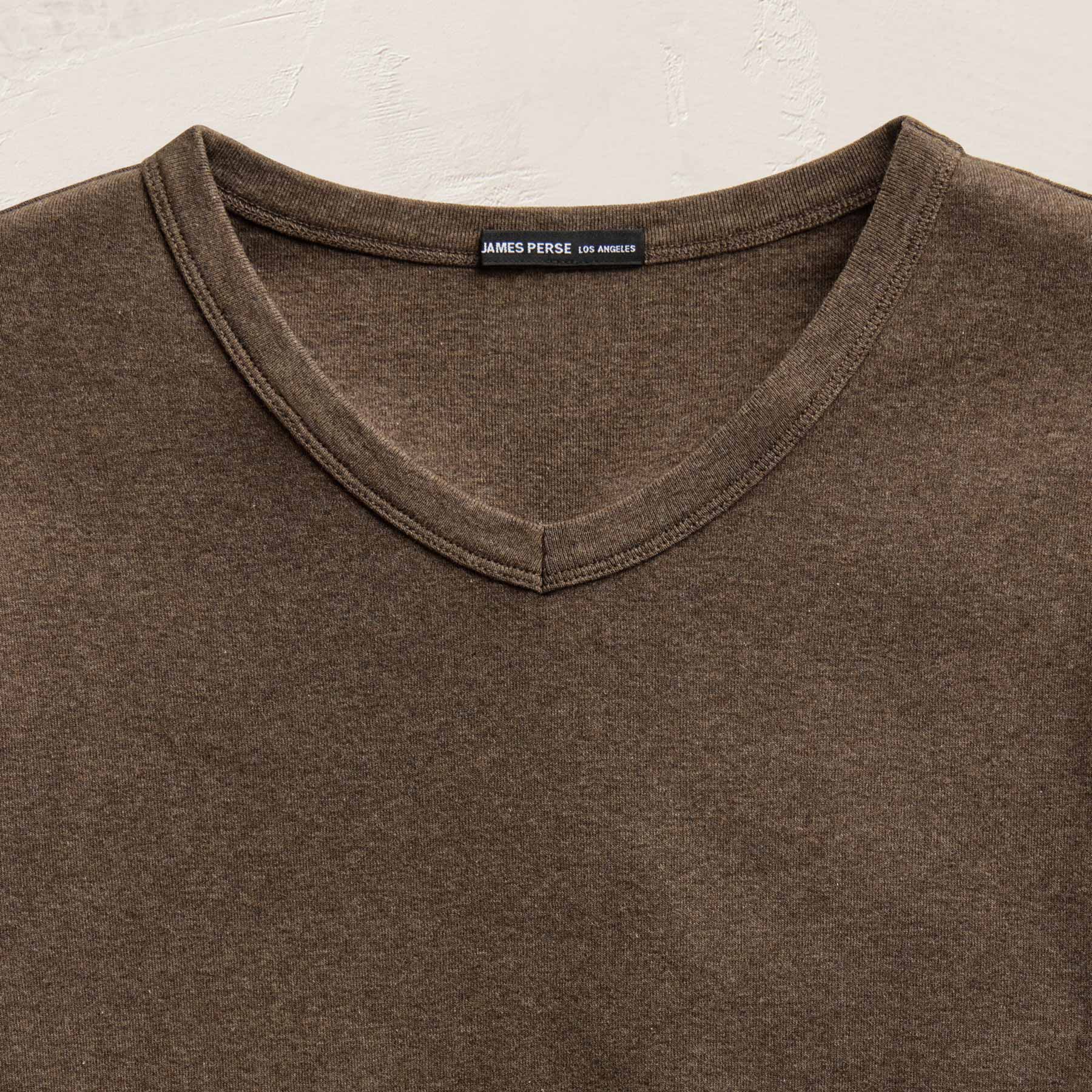 Compact Cotton Baby V Tee in Brown Melange | James Perse Los Angeles