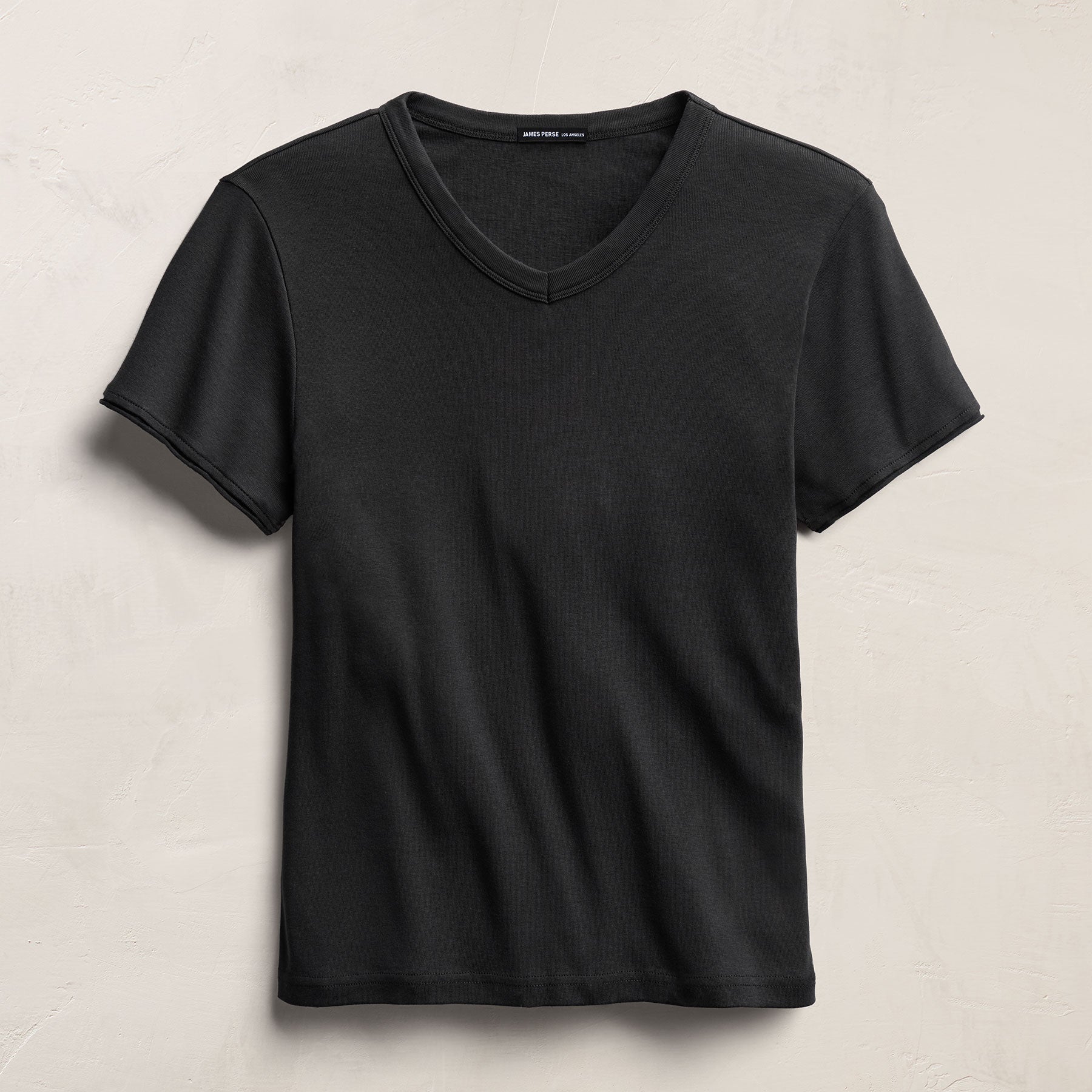 Compact Cotton Baby V Tee in Washed Black | James Perse Los Angeles