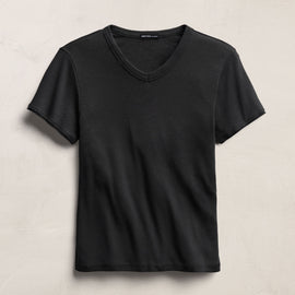 Compact Cotton Baby V Tee in Washed Black | James Perse Los Angeles