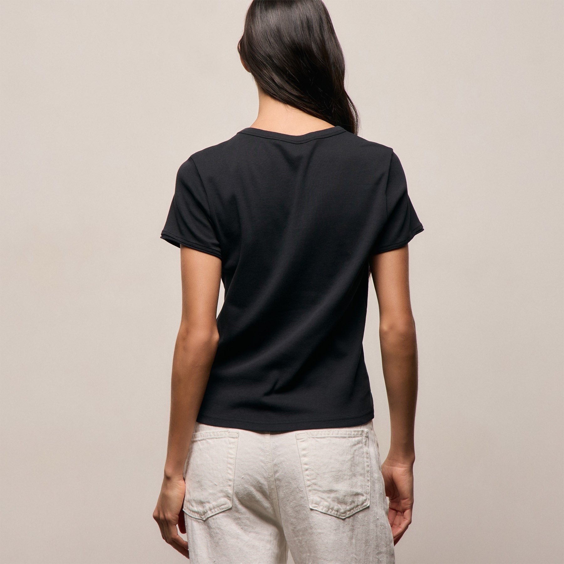 Compact Cotton Baby V Tee in Washed Black | James Perse Los Angeles