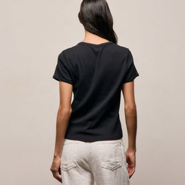 Compact Cotton Baby V Tee in Washed Black | James Perse Los Angeles
