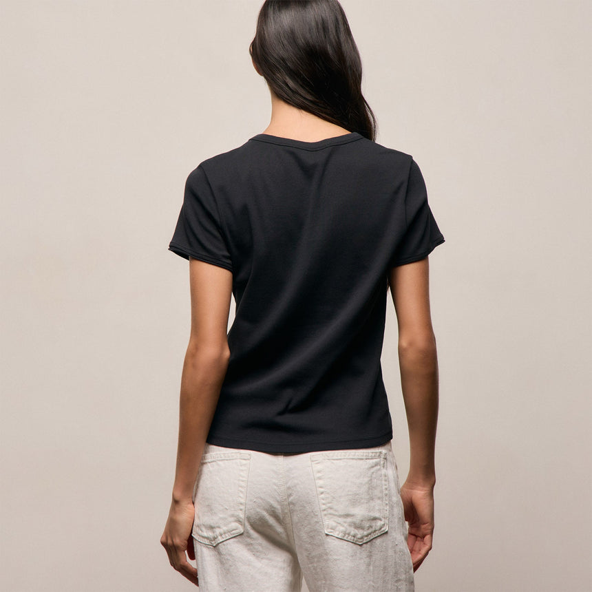 Compact Cotton Baby V Tee in Washed Black | James Perse Los Angeles
