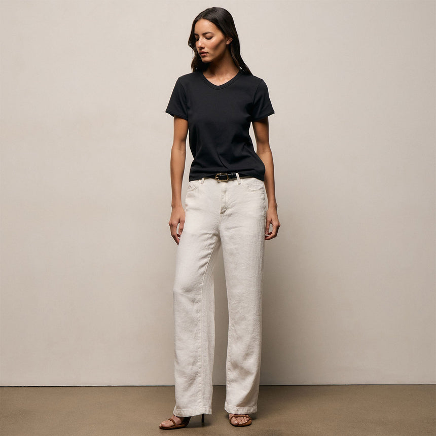 Compact Cotton Baby V Tee in Washed Black | James Perse Los Angeles