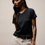 Compact Cotton Baby V Tee in Washed Black | James Perse Los Angeles