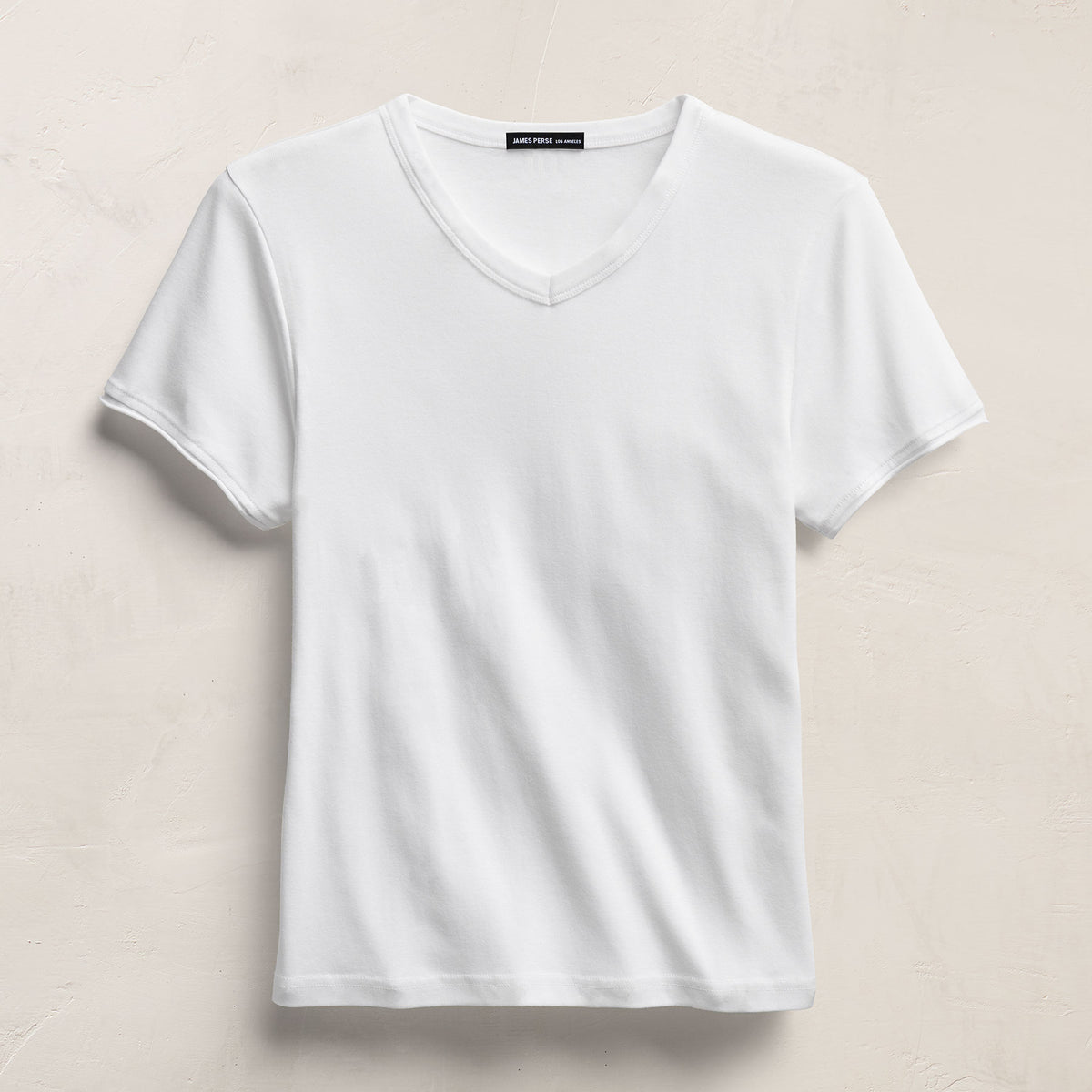 Compact Cotton Baby V Tee in White | James Perse Los Angeles