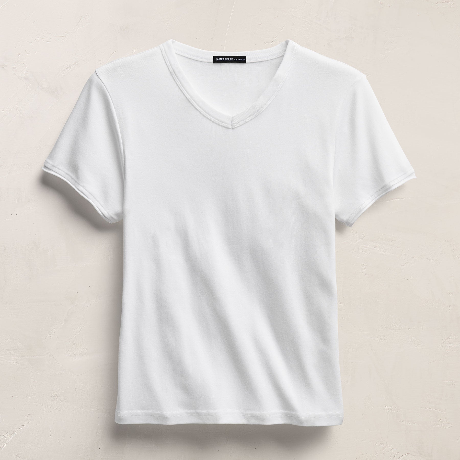 Compact Cotton Baby V Tee in White | James Perse Los Angeles