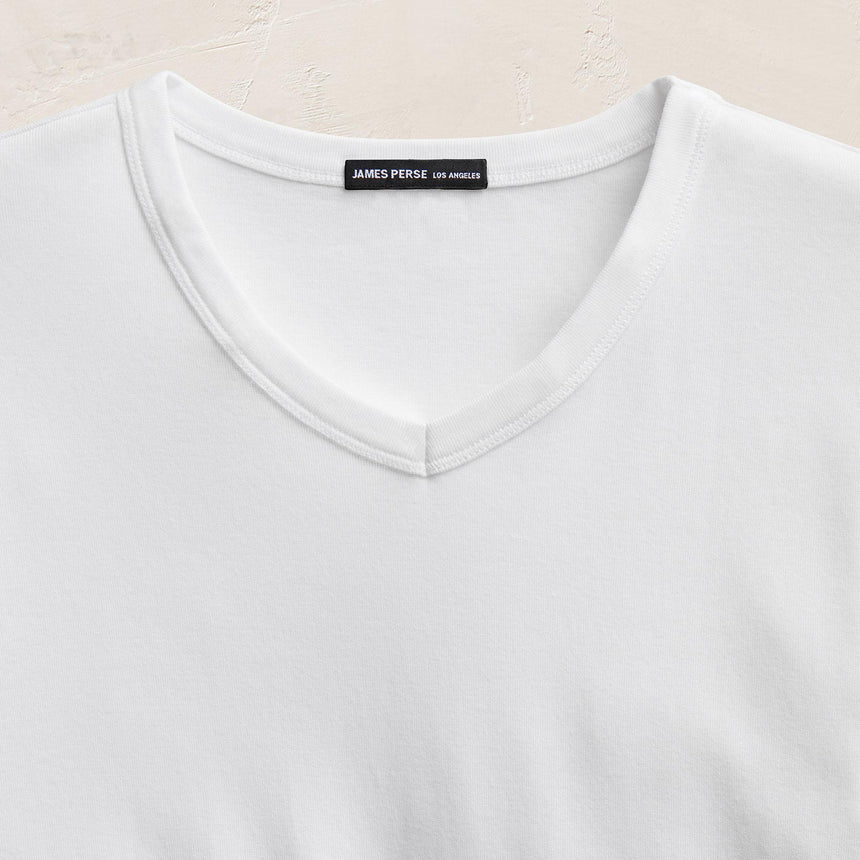 Compact Cotton Baby V Tee in White | James Perse Los Angeles