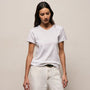 Compact Cotton Baby V Tee in White | James Perse Los Angeles