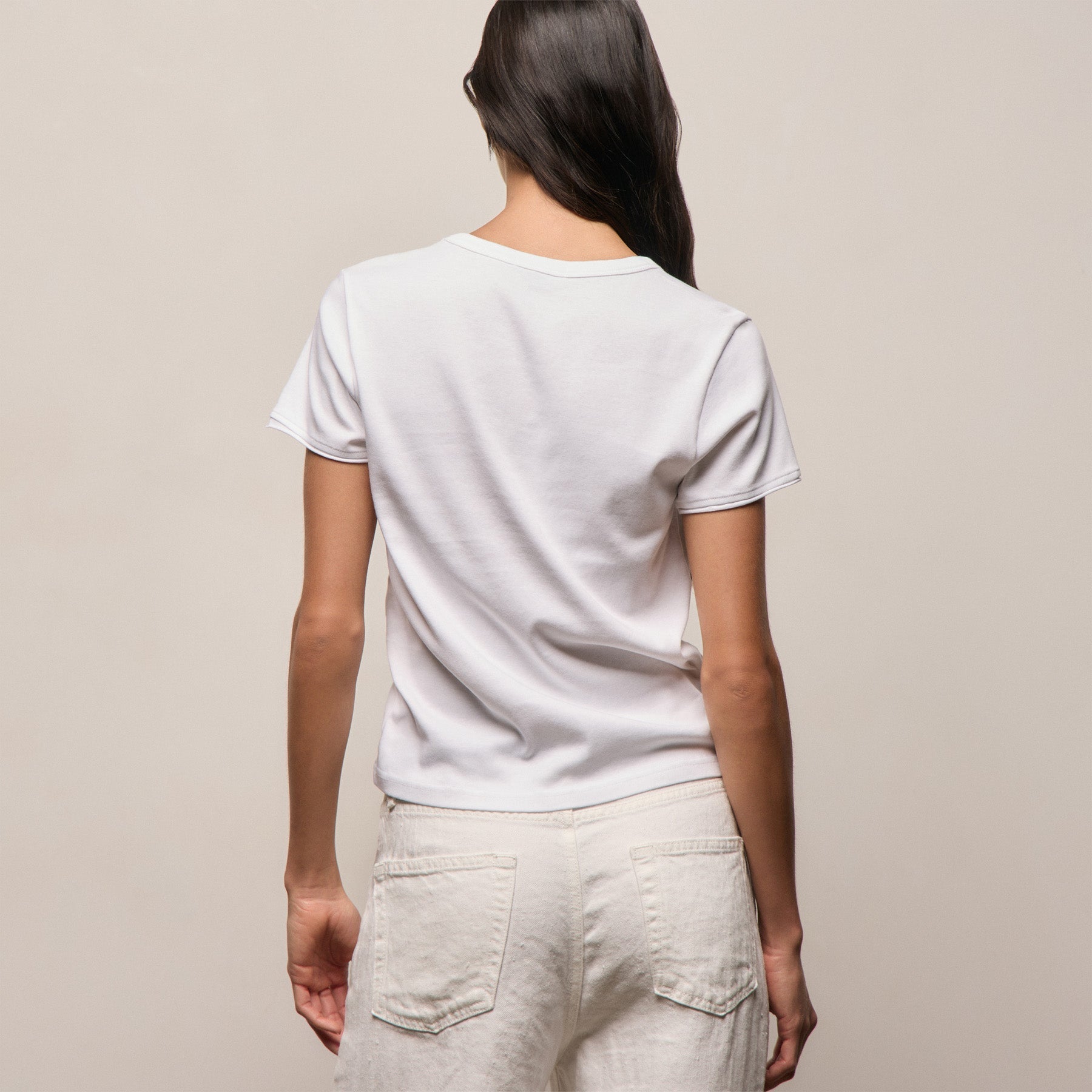 Compact Cotton Baby V Tee in White | James Perse Los Angeles