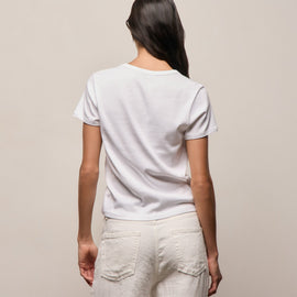 Compact Cotton Baby V Tee in White | James Perse Los Angeles