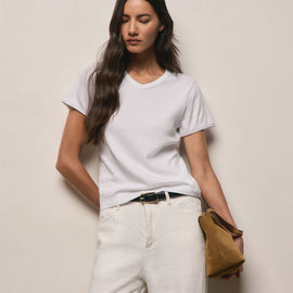 Compact Cotton Baby V Tee in White | James Perse Los Angeles