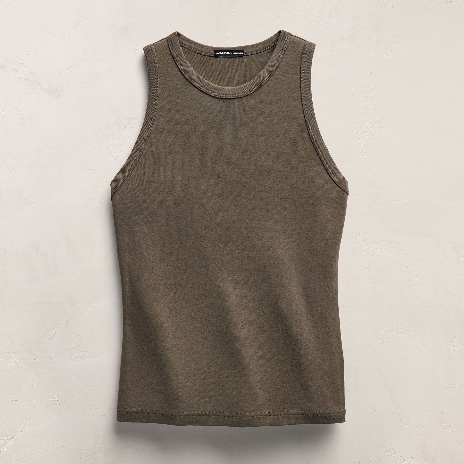 Compact Cotton High Neck Tank in Army Green | James Perse Los Angeles