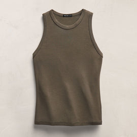 Compact Cotton High Neck Tank in Army Green | James Perse Los Angeles