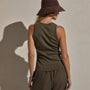 Compact Cotton High Neck Tank in Army Green | James Perse Los Angeles