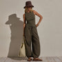 Compact Cotton High Neck Tank in Army Green | James Perse Los Angeles